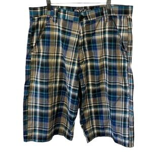 Enyce By Sean Combs Blue Plaid Cotton Shorts Size 36
